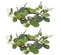 Gatuida 2 Pièces Bague De Couronne De Bougie Éternel Joyeux Décor Réel Élégant Manteau De Cheminée Bougies Maman Action De Grâces Couronne De Fleurs Artificielle Brun Green