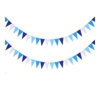 Gatuida 2 pièces Banderole de Fanions Mini Triangle Non Tissé Bleu Guirlande Suspendue pour Décoration de Mariage Anniversaire et Fête Installation Facile Usage Intérieur et Extérieur