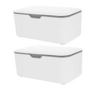 Gatuida 2 pièces Boîte Distributrice de Lingettes avec Couvercle Étanche Réservoir Rechargeable Gris Rangement Compact pour Salle de Bain et Maison