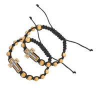 Gatuida 2 pièces Bracelet Croix Homme Beaded Bracelet avec Pendentif Croix Ajustable Style Punk et Confortable pour Hommes Lot de Perles Tressées pour Fête des Pères
