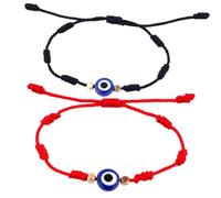Gatuida 2 pièces Bracelets Evil Eye Réglables Corde Tressée Lot pour Hommes et Femmes Bijoux de Poignet Chance Rouge et Noir Style Minimaliste pour Cadeau Fête des Mères et Fête des Pères
