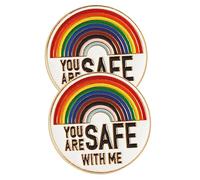 Gatuida 2 pièces Broche Émaillée Arc Ciel You Are Safe With Me Pin Déco pour Sacs et Fierté Lgbtq