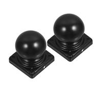 Gatuida 2 Pièces Chapeau décoratif -corps forgé de clôture dessus de poteau de faîteau chapeaux de poteaux de clôture modernes Caps de poteau carré fer Noir