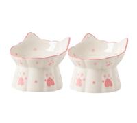Gatuida 2 pièces Chat Surélevée Céramique Bol Dalimentation Inclinée Renversement Bol à Capacité pour Nourriture et Eau Protection du Cou pour Animaux de Compagnie