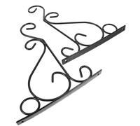 Gatuida 2 pièces Crochet Mural Fer Forgé Noir Support Suspendu Rétro pour Lanternes Plantes Décorations Intérieures et Extérieures Structure Triangulaire Solide Charge Renforcée Adapté