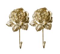 Gatuida 2 pièces Crochet Mural Rose Design Résine Dorée Lot de Patère Décorative pour Serviettes Vêtements et Accessoires Support Suspendu pour Salle de Bain et Intérieur