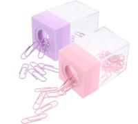 Gatuida 2 pièces Distributeur de Trombones Magnétique Récipient Transparent Plastique Porte Trombones pour Bureau et École Couleurs Macarons Rose et Pratique et Élégant pour Rangement des