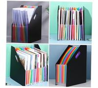 Gatuida 2 pièces Dossier Extensible Accordéon Organiseur Vertical de Bureau Plastique Robuste Grand Format pour Classement de Documents Noir