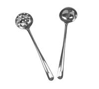 Gatuida 2 pièces Lot Cuillères Passoires et Louche Inox Brillant Manche Long Ergonomique Ustensiles Résistants pour Service Soupe et Hot Pot Cuisine Pratique Suspension