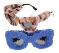 Gatuida 2 Pièces Lunettes En Peluche Drôle Rose Bleu Noir Fou Faire La Fête Monocle Flou Lunette De Soleil Mode Adultes Doux Nouveauté Enfants Festival Froussard Velu Mignon Plastique
