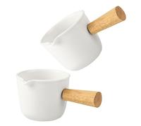Gatuida 2 pièces Mini Pot à Lait Céramique Blanche Pichet Doseuse pour Sirop Accessoire Café Polyvalent pour Espresso et Sauces