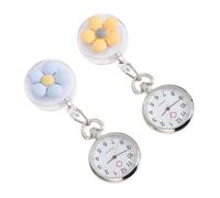 Gatuida 2 Pièces Montre de Poche à Clip Fleurie, Quartz, Alliage de Zinc | Rétractable, Facile à Porter, Grands Chiffres Arabes Noirs, pour Médecins et Présents D'anniversaire