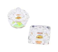 Gatuida 2 pièces Nail Crystal Glass Cup Set With Lid Portable Acrylic Liquid And Powder Mixing Container For Manicure Supplies Unique Small Creative Design