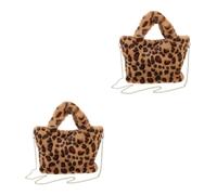 Gatuida 2 Pièces Paquet Cabas en Peluche à Bandoulière, Style Léopard, | Touche Douce, pour Téléphone et Petit Carnet, Look Mode, Shopping et Tenue D’hiver