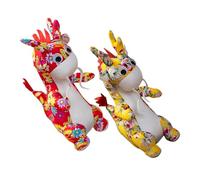 Gatuida 2 Pièces Peluche Dragon Chinois Lot de Peluche Doux et Décoratif Dragon Rouge et Jaune Cadeau de an avec Ambiance Festive
