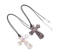 Gatuida 2 Pièces Pendentifs Croix Verre Élégants pour Bijoux Charms Croix Faits Main pour Diy Mode Ornement Religieux Chrétien Noir et Blanc