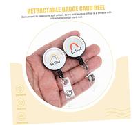 Gatuida 2 pièces Porte Badge Rétractable avec Clip Crocodile Porte Carte Identité et Compact pour Infirmiers Pédiatriques Bobine Arc Ciel avec Rotation Facile
