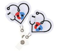 Gatuida 2 pièces Porte Badge Rétractable Forme de Cœur Clip Robuste pour Infirmiers Porte Carte Extensible avec Bobine Tournante Lot de Pratique