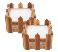 Gatuida 2 Pièces Pot de Fleur Style Rustique en Bois Carbonisé avec, Texture Bois Réaliste Marron Petite Clôture Jardin Extérieur pour Fleurs Artificielles et Plantes