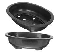 Gatuida 2 Pièces Pot Ovale pour Bonsaï Plastique avec Drainage Pot de Fleur Grand pour Jardinage Intérieur et Extérieur Accessoire de Culture Pratique et Décoratif
