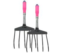 Gatuida 2 pièces Râteau de Jardin à Main Outil de Désherbage et Creusage Solide pour Potager et Plage Râteau à Dents avec Manche Accessoire Polyvalent pour Ameublir et Couleur Aléatoire