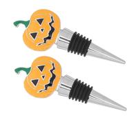 Gatuida 2 Pièces Reusable Halloween Pumpkin Wine Bottle Stoppers Zinc Alloy Decorative Sealers For Freshness Preservation Bulk Pack For Seasonal Parties