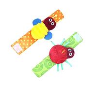 Gatuida 2 pièces Secouer pour Garçon Fille Lot de Bracelets avec Grelot Forme de Coccinelle et Abeille Jouets Confortables pour et Tout Petits pour Développement des Communication Parent