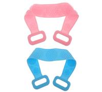 Gatuida 2 pièces Serviette de Bain Exfoliante avec Sangle Longue Silicone Outil de Nettoyage pour Strip de Bain à Tirage pour Massage Dos Bleu et Rose