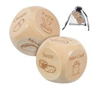 Gatuida 2 pièces Set de Dés Bois pour Décision Repas Motifs Alimentaires Compact et Résistant Choix Ludique et Multifonction pour Dîner