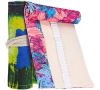 Gatuida 2 Pièces Trousse Enroulable Rentrée Scolaire en Toile 48 | Motif Feuille D’érable, Bandes Élastiques, pour Étudiants et Artistes, Dessin, Coloriage, Rangement de Stylos