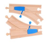 Gatuida 2 pièces Voie Ferrée Bois avec Aiguillage Courbe pour Circuits Trains Bois Garçon Fille Accessoires Modulables pour Jeu Créatif et Développement Imaginaire