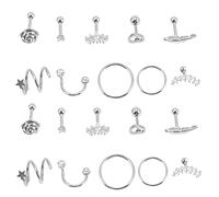 Gatuida 20 pièces Boucles Oreilles Acier Inoxydable pour Piercings Ensemble de Bijoux pour Oreilles et Cartilage Adapté à Toutes Occasions