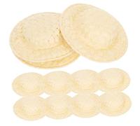 Gatuida 20 pièces Miniature Woven Paper Hats DIY Doll Accessories Mini Home Decoration Craft Set Beige