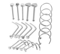 Gatuida 21 pièces Anneaux de Nez Acier Inoxydable Kit Piercing Nez Cercles Métalliques pour Femmes Accessoires Mode