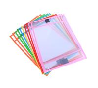 Gatuida 24 pièces Pochettes Effaçables à Sec Réutilisables PVC Transparentes avec Porte-stylo Résistant à Eau et Saleté pour Bureau et École Couleurs Assorties sans Zip Couleur Aléatoire