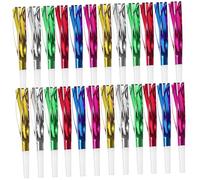 Gatuida 24 pièces Sifflets de Fête Colorés avec Soufflets à Pompons Accessoires pour Anniversaire Garçon Fille Articles Fête Joyeux et Bruyants