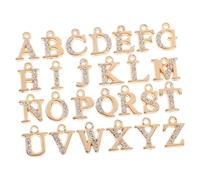 Gatuida 26 pièces Breloques Alphabet Alliage Doré avec Strass Pendentifs Lettres Anglaises pour Fabrication Bijoux DIY Petits Charms Suspendus