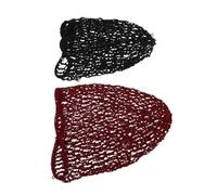 Gatuida 2pièces Bonnet De Nuit Long Filet Crocheté Main Protège-cheveux Filet Accessoires Pour Cheveux Noir Et