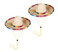 Gatuida 2pièces Chapeaux de Paille pour Chiens Ajustables Chapeaux Paille Tressée pour Animaux Accessoire de Fête pour Cinco de Mayo