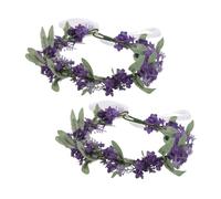 Gatuida 2pièces Couronne De Fleurs Lavande Pour Bandeaux Coiffes Fleuries Pour Mariée Accessoire De Tête Élégant Pour Mariage Fête Plage