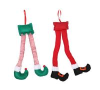 Gatuida 2pièces Décorations De Noël Jambes De Lutin Vert Et Rouge pour Voiture Suspension Festive pour Arbre Mur Et Porte Ambiance De Fête Extérieure Et Intérieure