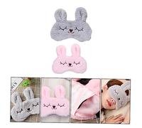 Gatuida 2pièces Masque De Sommeil Lapin Peluche Lot De Cache-yeux Oreilles Longues Yeux Fermés Motifs Elegant Douce Confortable Lavable Sommeil Profond Bloque Lumière