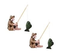 Gatuida 2pièces Ornement Vieux Pêcheur pour Aquarium Résine Lot de Décor Paysage Aquatique Réaliste Décoration Et Adaptée Au Bureau Idée Cadeau Fête des Pères