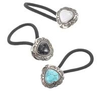 Gatuida 3 Pièces Accessoires pour Queue de Cheval Vintage en Métal avec Embellissement Turquoise, Élastiques Polyvalents en Tissu et Fer pour Style Bohème Western