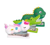 Gatuida 3 pièces Agrafeuse de Bureau Compacte Agrafeuse Manuelle Cartoon Mini Portable et pour Étudiants Modèle Dinosaure Licorne Crocodile Facile à Utiliser et Antidérapante