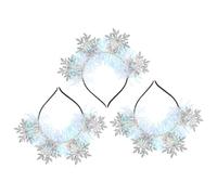 Gatuida 3 Pièces Bandeau Décoratif Flocons de Neige, 4 Fleurs Rose Argenté, Tissu Feutre et Paillettes, Léger, Confortable, pour Femmes et Filles, Noël