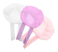 Gatuida 3 Pièces Bonnet de Bain Bébé Élastique en Tissu, Réutilisable, | Garçon et Filles, Style Élégant Rubans, Nettoyage Facile et Séchage Rapide, Blanc Rose Violet