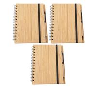 Gatuida 3 Pièces Carnet de Notes en Bambou à Spirale, 70 Pages, avec Stylo | Pages Lignées, Usage Bureau et Journaling, Finition Kaki, Métal et Papier, Format Portable