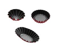 Gatuida 3 pièces Moule à Muffins Acier Revêtement Antiadhésif Bord Festonné pour Aux Œufs Cupcakes et Pâtisseries Cuisson Uniforme et Réutilisable Adapté Cuisine Maison Noir et Rouge
