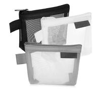 Gatuida 3 pièces Set de Pochettes Zippées Nylon Triangulaires Légères pour et Cosmétiques Rangement Compact et Noir Blanc
